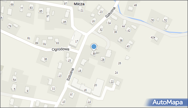 Milcza, Szkolna, 30, mapa Milcza