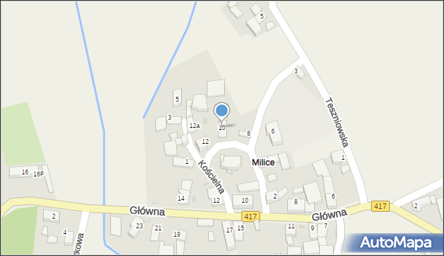 Milice, Szkolna, 10, mapa Milice