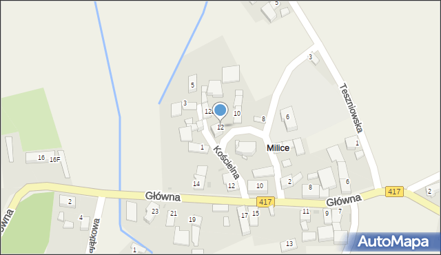 Milice, Szkolna, 12, mapa Milice