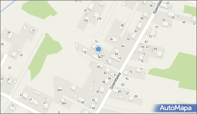 Młoszowa, Szembeka, 74, mapa Młoszowa
