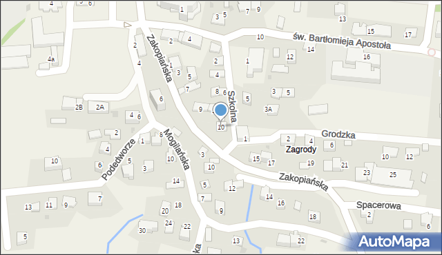 Mogilany, Szkolna, 10, mapa Mogilany