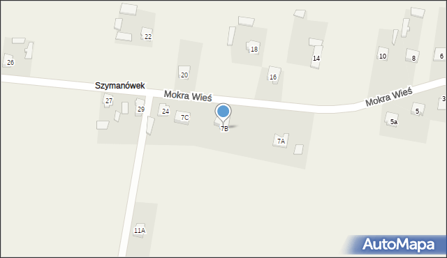 Mokra Wieś, Szymanówek, 7B, mapa Mokra Wieś