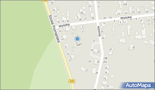 Mosina, Szosa Poznańska, 11A, mapa Mosina