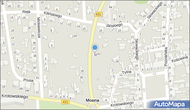 Mosina, Szosa Poznańska, 34, mapa Mosina