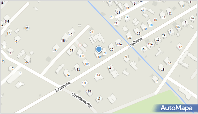 Myszków, Szpitalna, 30, mapa Myszków