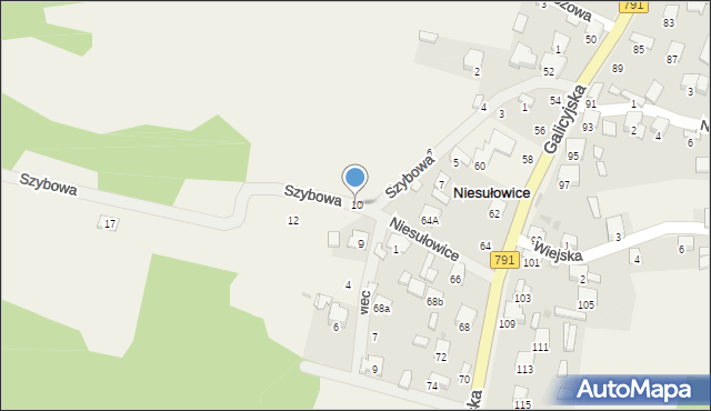 Niesułowice, Szybowa, 10, mapa Niesułowice