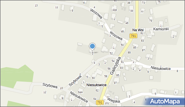 Niesułowice, Szybowa, 2, mapa Niesułowice