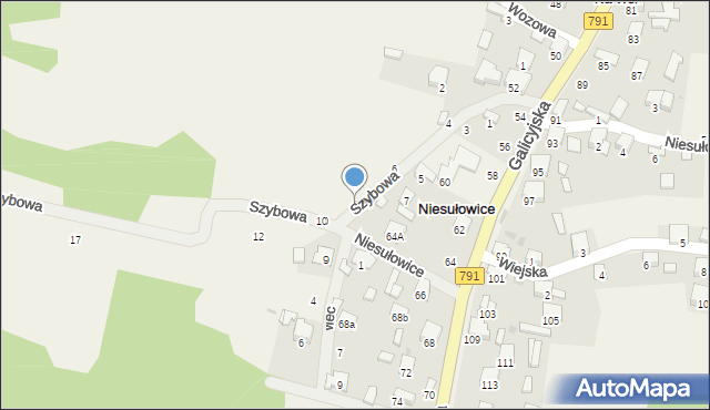 Niesułowice, Szybowa, 8, mapa Niesułowice