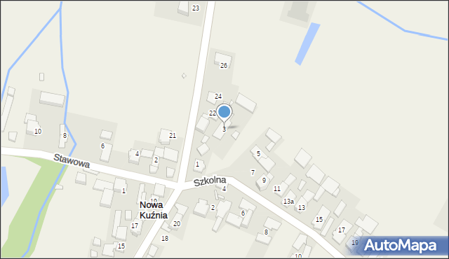 Nowa Kuźnia, Szkolna, 3, mapa Nowa Kuźnia