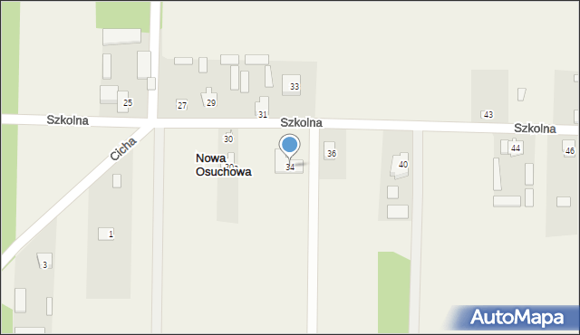 Nowa Osuchowa, Szkolna, 34, mapa Nowa Osuchowa