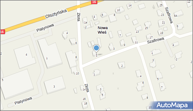 Nowa Wieś, Szafirowa, 1, mapa Nowa Wieś