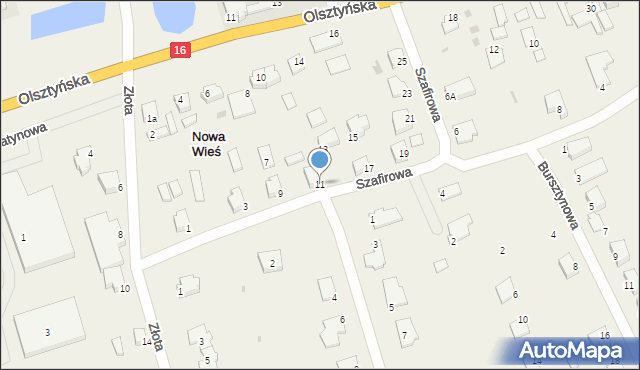 Nowa Wieś, Szafirowa, 11, mapa Nowa Wieś