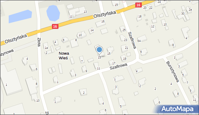 Nowa Wieś, Szafirowa, 13, mapa Nowa Wieś