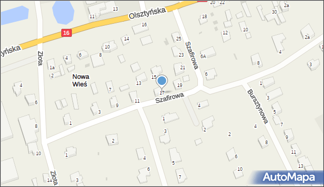 Nowa Wieś, Szafirowa, 17, mapa Nowa Wieś
