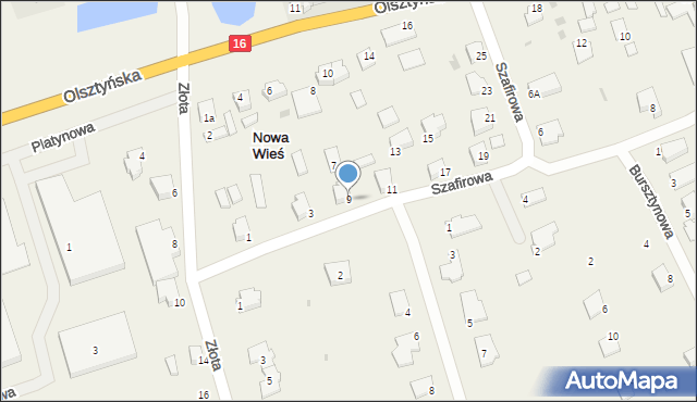 Nowa Wieś, Szafirowa, 9, mapa Nowa Wieś