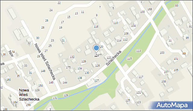 Nowa Wieś Szlachecka, Szlachecka, 124, mapa Nowa Wieś Szlachecka