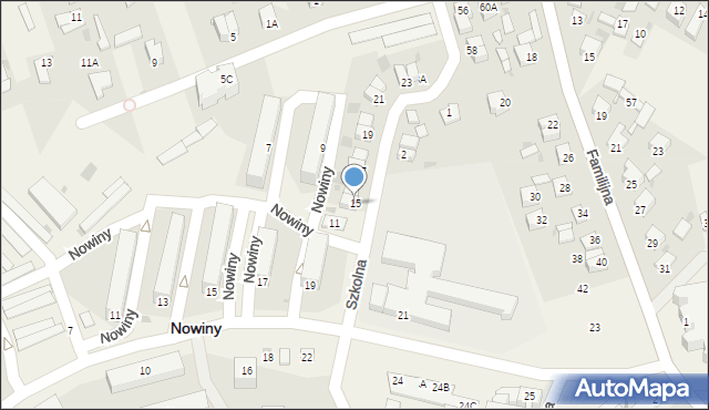 Nowiny, Szkolna, 15, mapa Nowiny