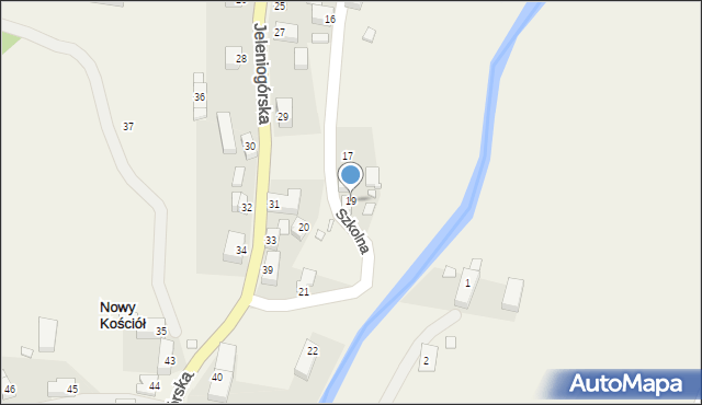 Nowy Kościół, Szkolna, 19, mapa Nowy Kościół