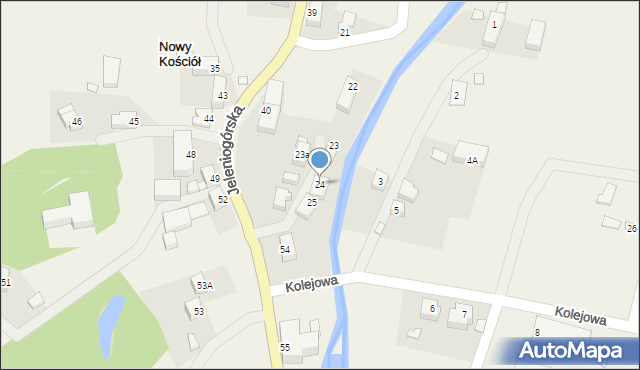 Nowy Kościół, Szkolna, 24, mapa Nowy Kościół