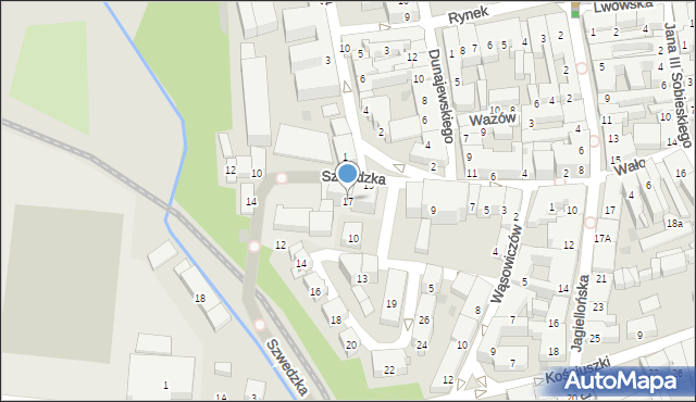 Nowy Sącz, Szwedzka, 17, mapa Nowego Sącza