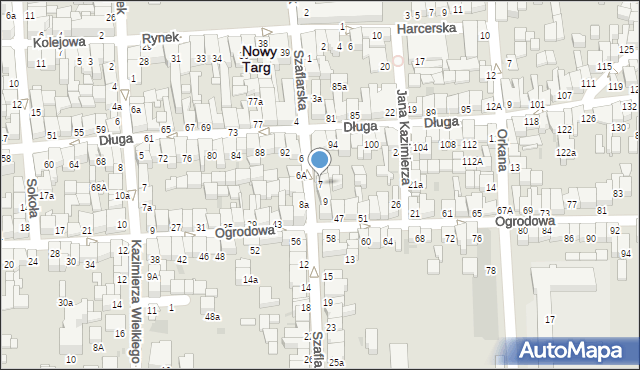 Nowy Targ, Szaflarska, 7, mapa Nowego Targu
