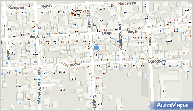 Nowy Targ, Szaflarska, 9, mapa Nowego Targu