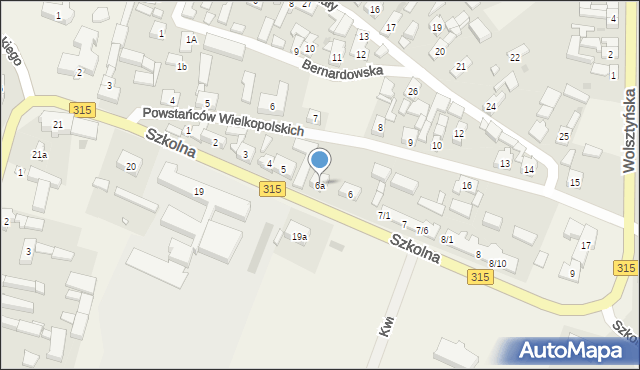 Obra, Szkolna, 6a, mapa Obra