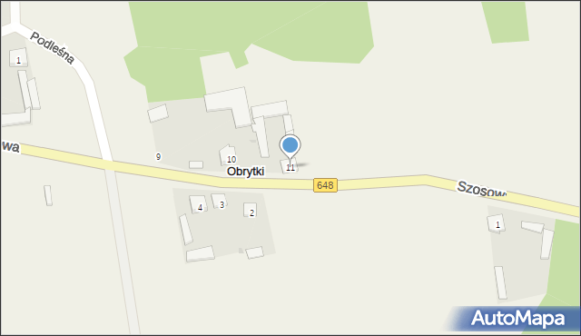 Obrytki, Szosowa, 11, mapa Obrytki