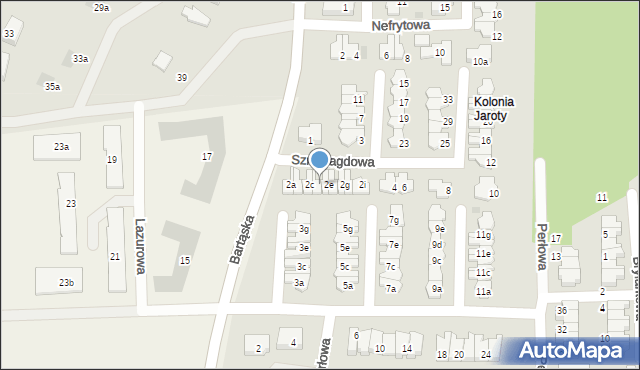 Olsztyn, Szmaragdowa, 2d, mapa Olsztyna