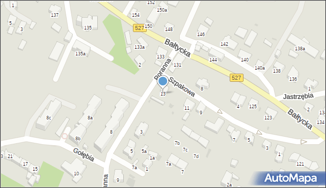 Olsztyn, Szpakowa, 13, mapa Olsztyna