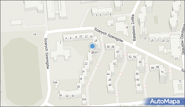 Opole, Szarych Szeregów, 18, mapa Opola