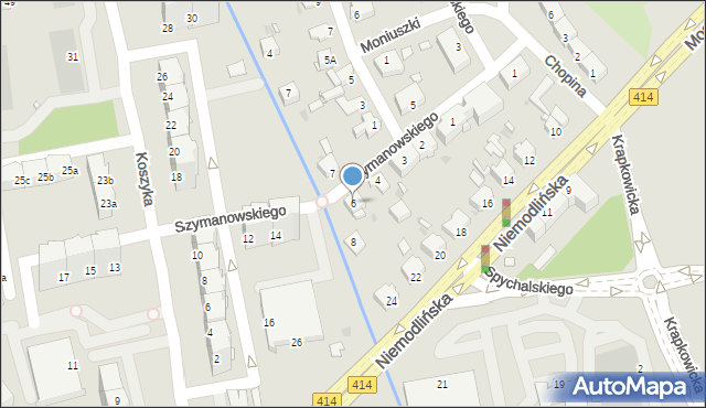 Opole, Szymanowskiego Karola, 6, mapa Opola