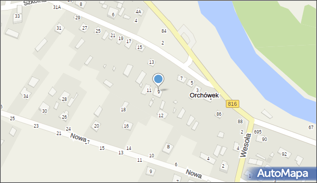 Orchówek, Szkolna, 9, mapa Orchówek