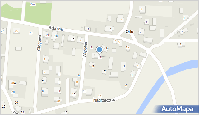 Orle, Szkolna, 11, mapa Orle