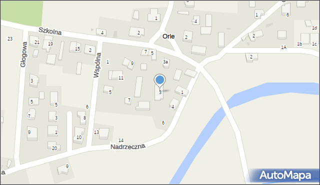 Orle, Szkolna, 3, mapa Orle