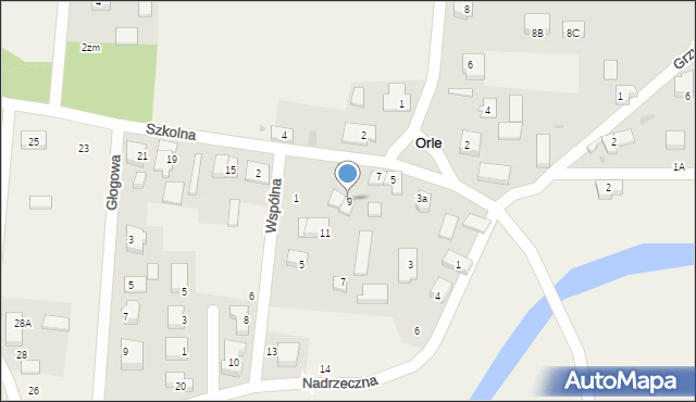 Orle, Szkolna, 9, mapa Orle