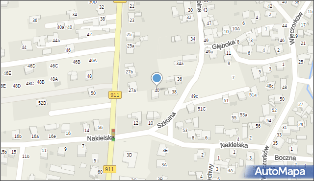 Orzech, Szkolna, 40, mapa Orzech