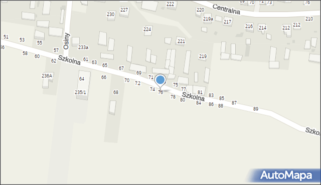 Osiny, Szkolna, 76, mapa Osiny