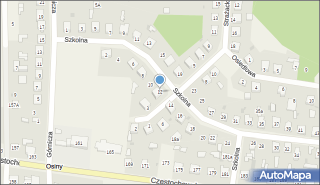 Osiny, Szkolna, 12, mapa Osiny