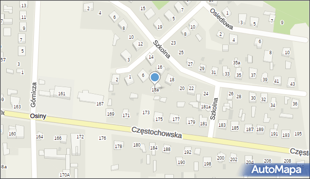 Osiny, Szkolna, 18a, mapa Osiny