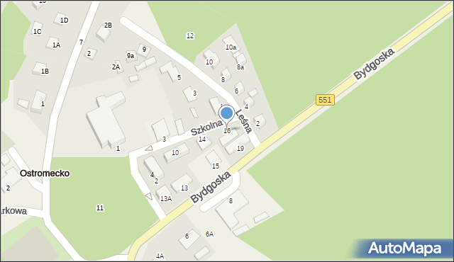 Ostromecko, Szkolna, 16, mapa Ostromecko