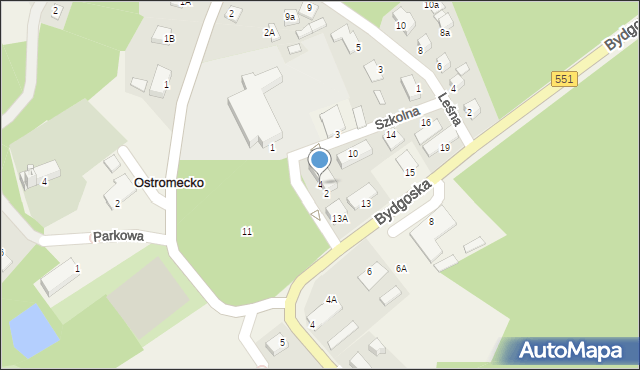 Ostromecko, Szkolna, 4, mapa Ostromecko