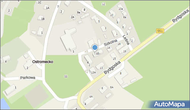 Ostromecko, Szkolna, 8, mapa Ostromecko