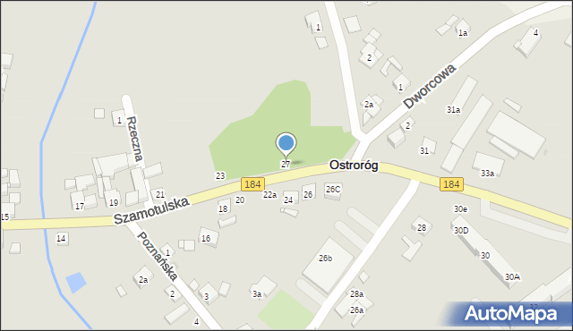 Ostroróg, Szamotulska, 27, mapa Ostroróg