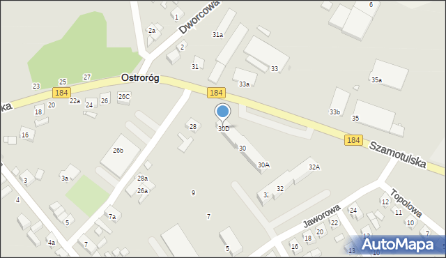 Ostroróg, Szamotulska, 30D, mapa Ostroróg