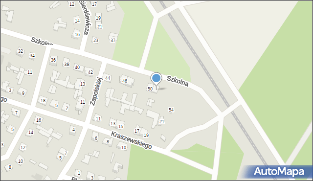 Ostrów Mazowiecka, Szkolna, 52, mapa Ostrów Mazowiecka