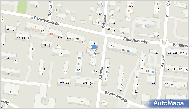 Ostrów Wielkopolski, Szkolna, 14, mapa Ostrów Wielkopolski