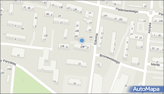 Ostrów Wielkopolski, Szkolna, 20B, mapa Ostrów Wielkopolski