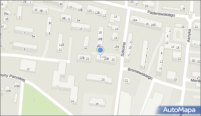 Ostrów Wielkopolski, Szkolna, 20C, mapa Ostrów Wielkopolski