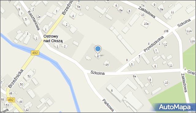 Ostrowy nad Okszą, Szkolna, 4, mapa Ostrowy nad Okszą